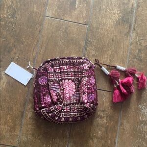 Ulla Johnson Purple and Pink Patterned Pouch. Zipper close w/ tassels. NWT.
